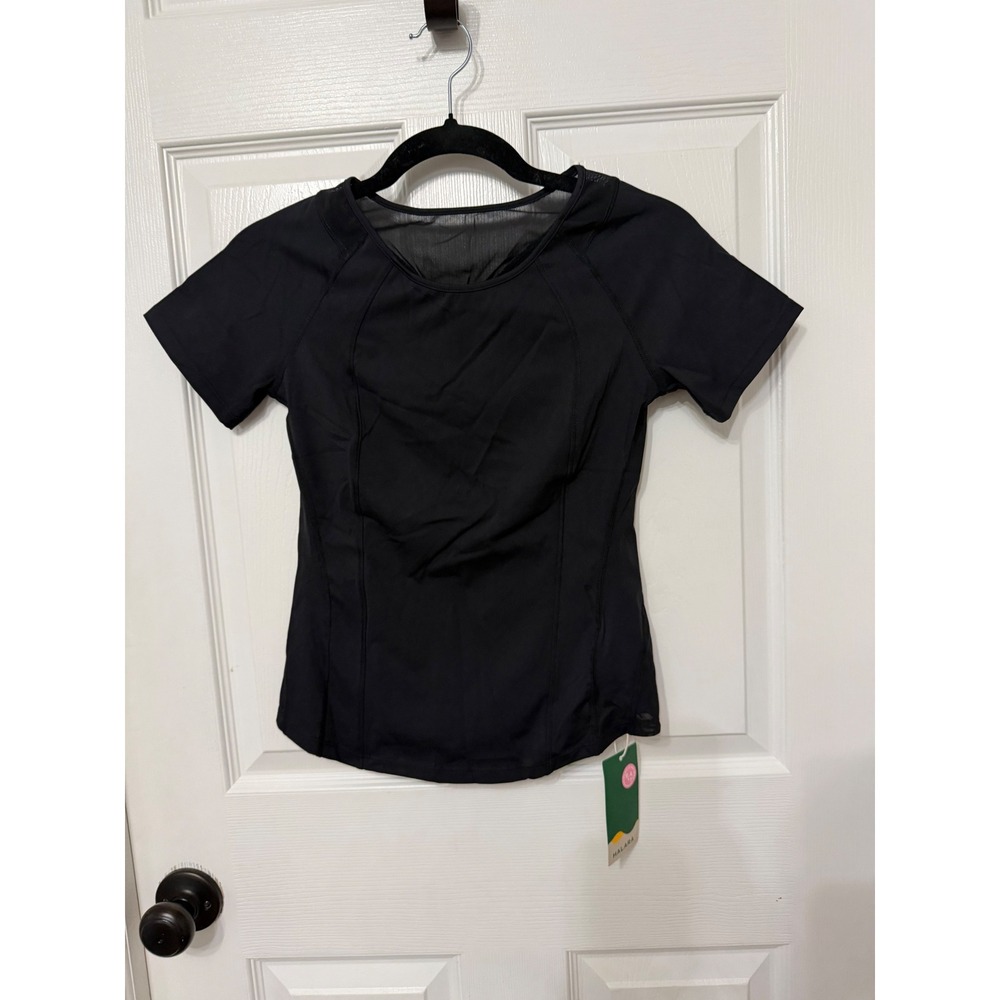Halara Black Mesh Back Short Sleeve Activewear Workout Top Shirt XS NWT